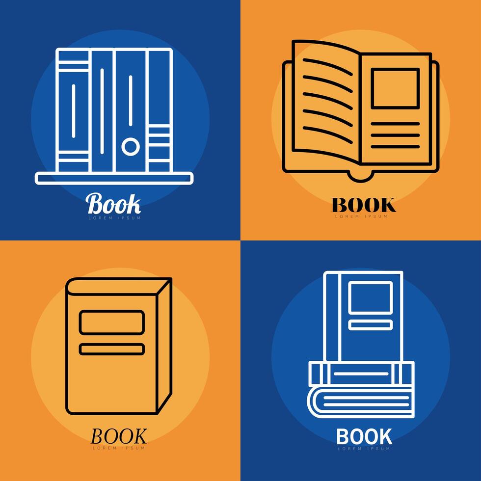 books line style symbol set vector design