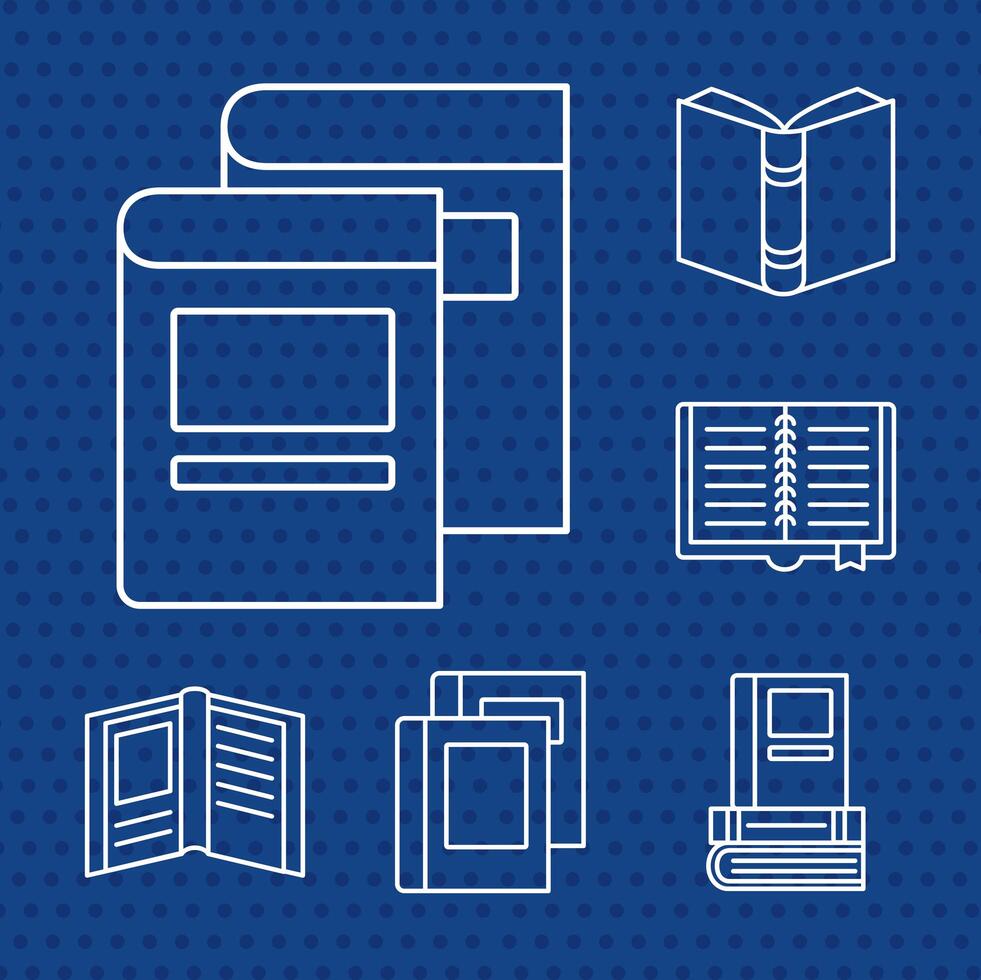 books line style set of icons vector design