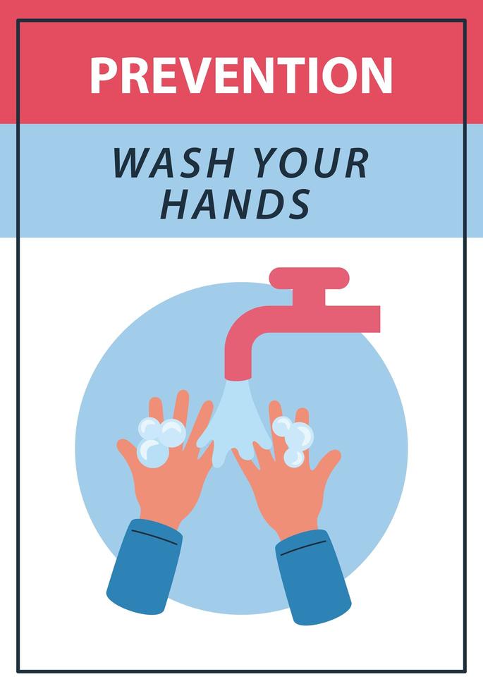 wash your hands with water avoid spread covid19 vector