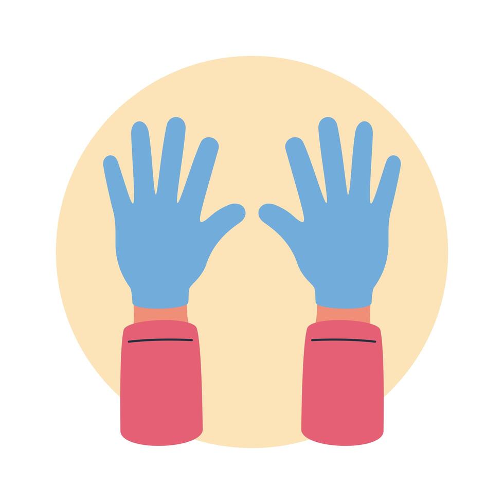 covid19 prevention use rubber gloves vector