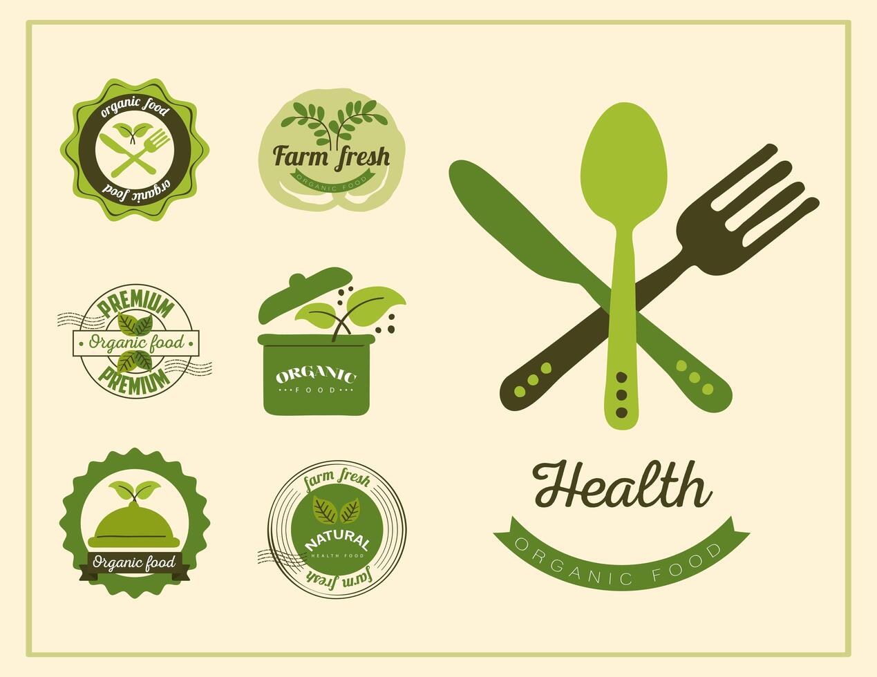 organic food set of badges and labels vector
