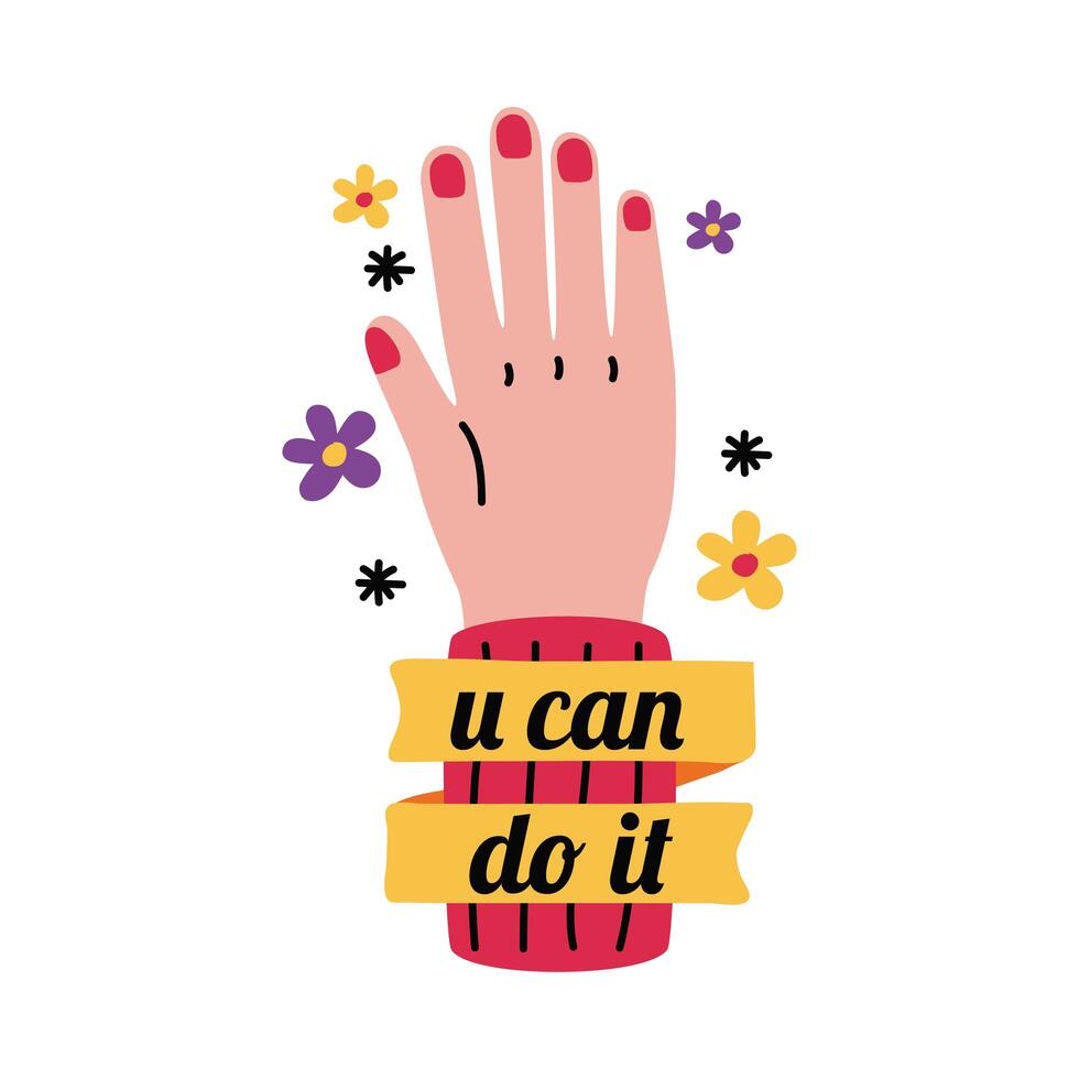 Girl power u can do it hand vector design