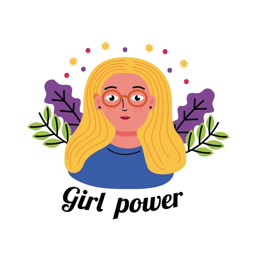 diseño de vector de dibujos animados de mujer rubia de poder femenino