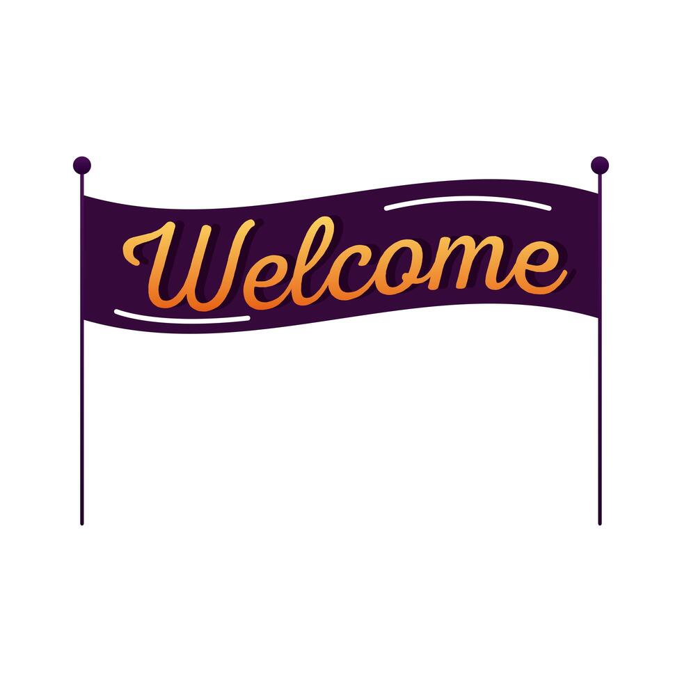 welcome label lettering in banner vector