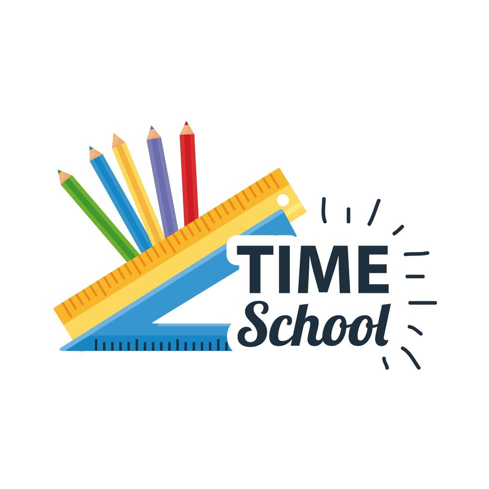 back to school lettering with pencils and rules vector