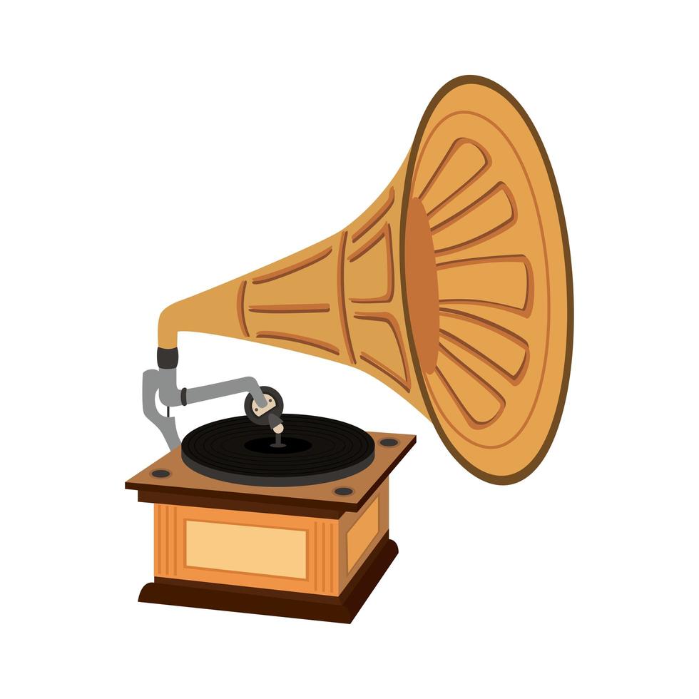 old retro phonograph device icon vector