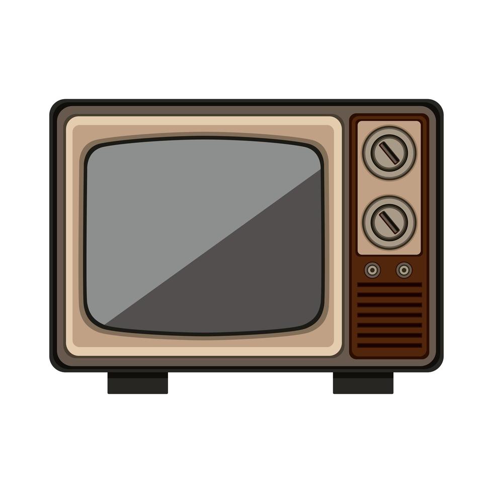 viejo, retro, tv, aislado, icono vector