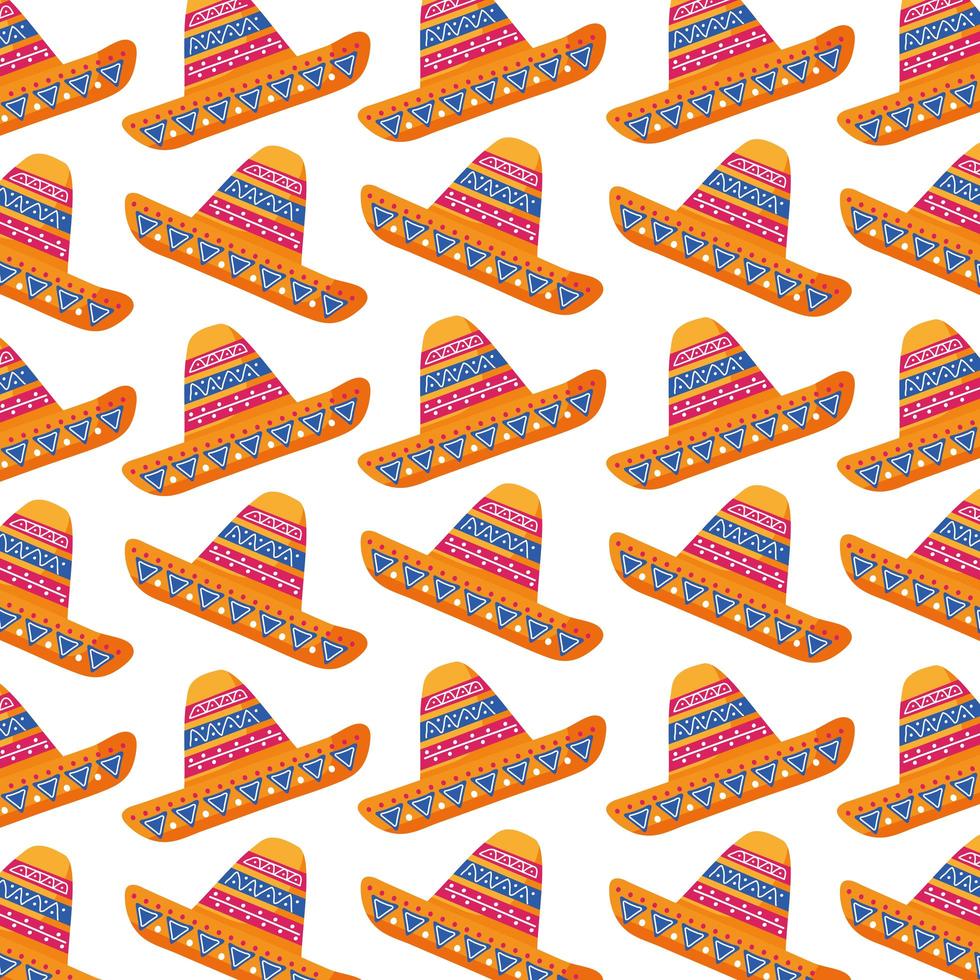 traditional mexican hats pattern background vector