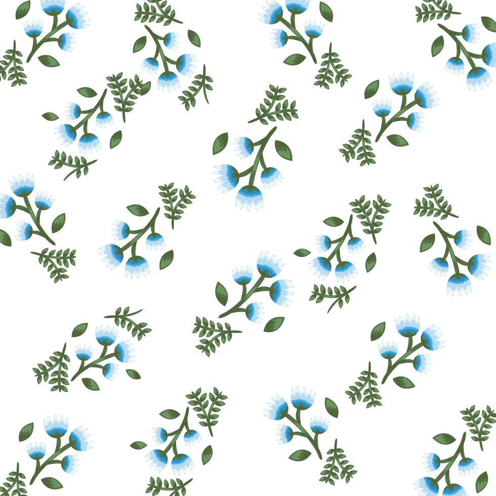 Flowers color blue pattern detailed style vector