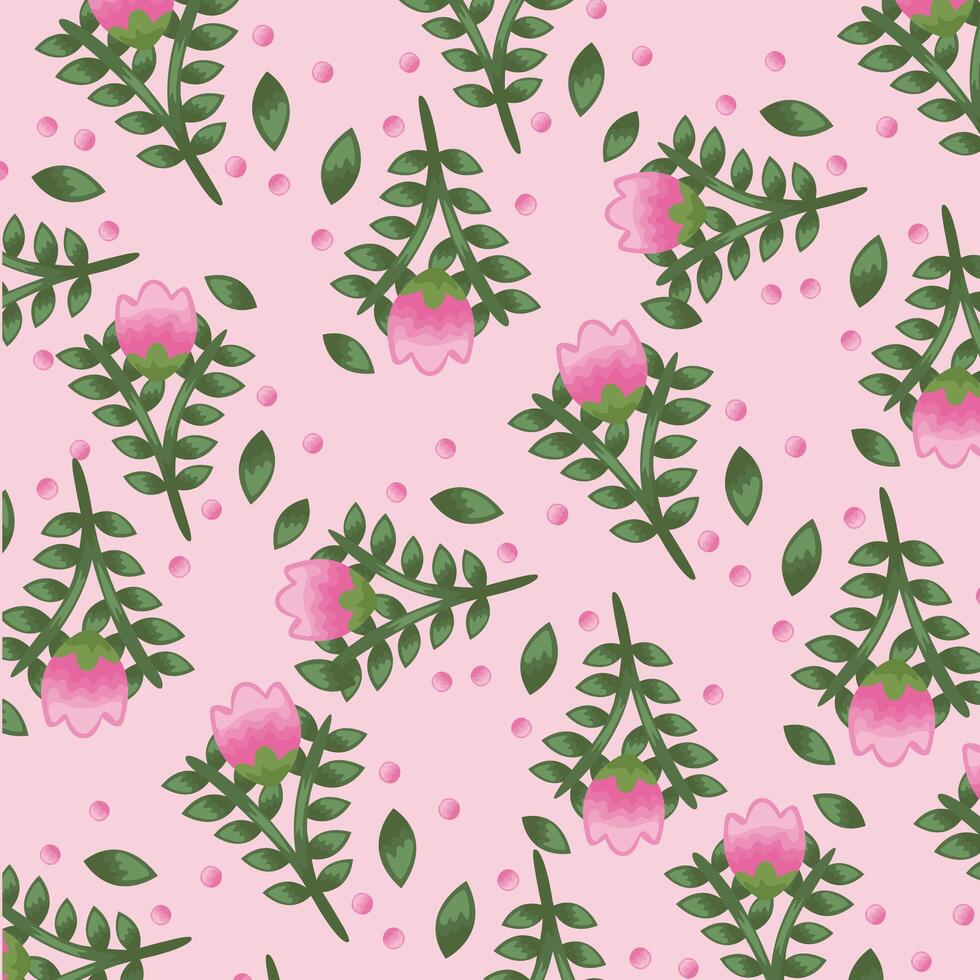 Flowers color pink pattern detailed style vector