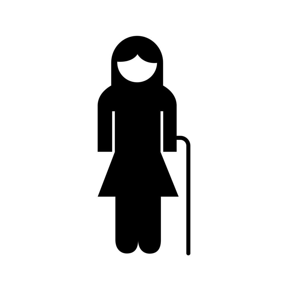 family grandmother figure with cane silhouette style icon vector