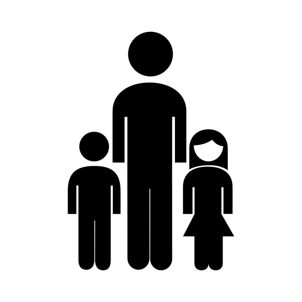 family father with son and daughter silhouette style icon vector