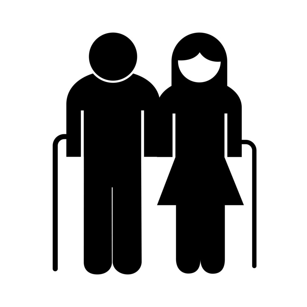 abuelos pareja avatares silueta estilo icono vector