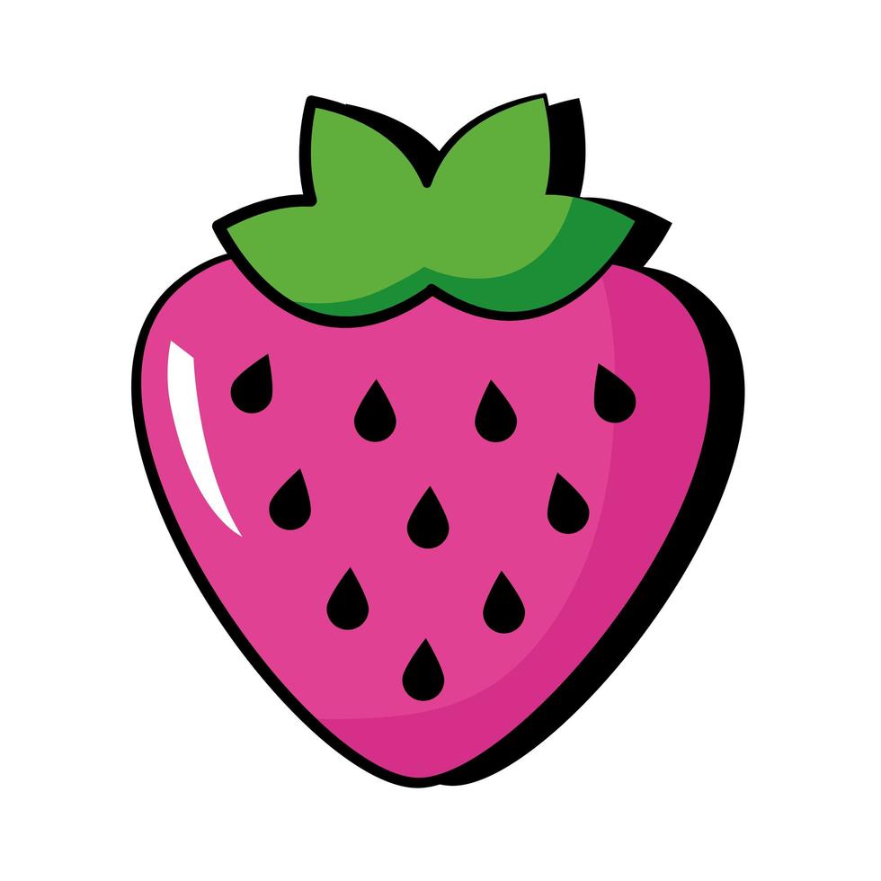 estilo plano de arte pop de fruta de fresa vector