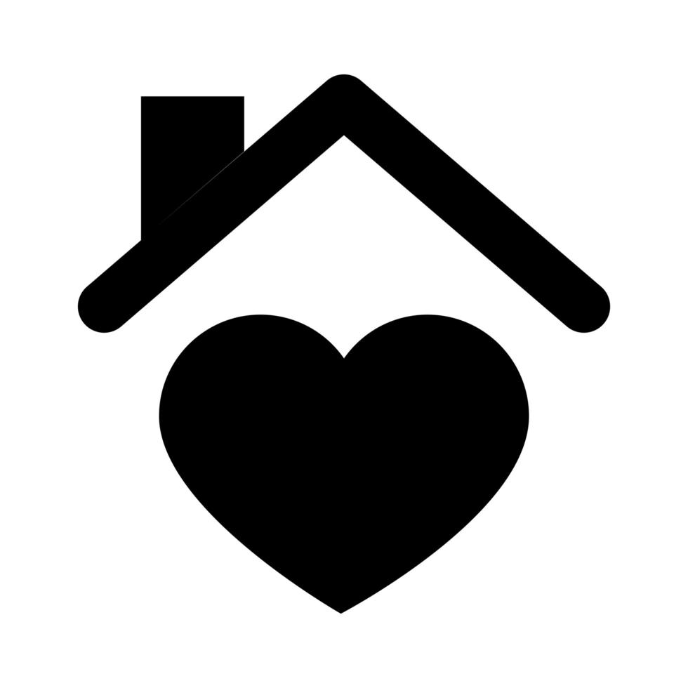 amor del corazón en el icono de estilo de silueta de casa vector