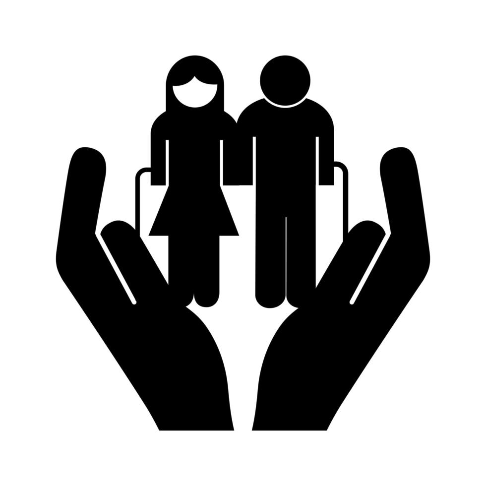manos levantando abuelos pareja avatares silueta estilo icono vector