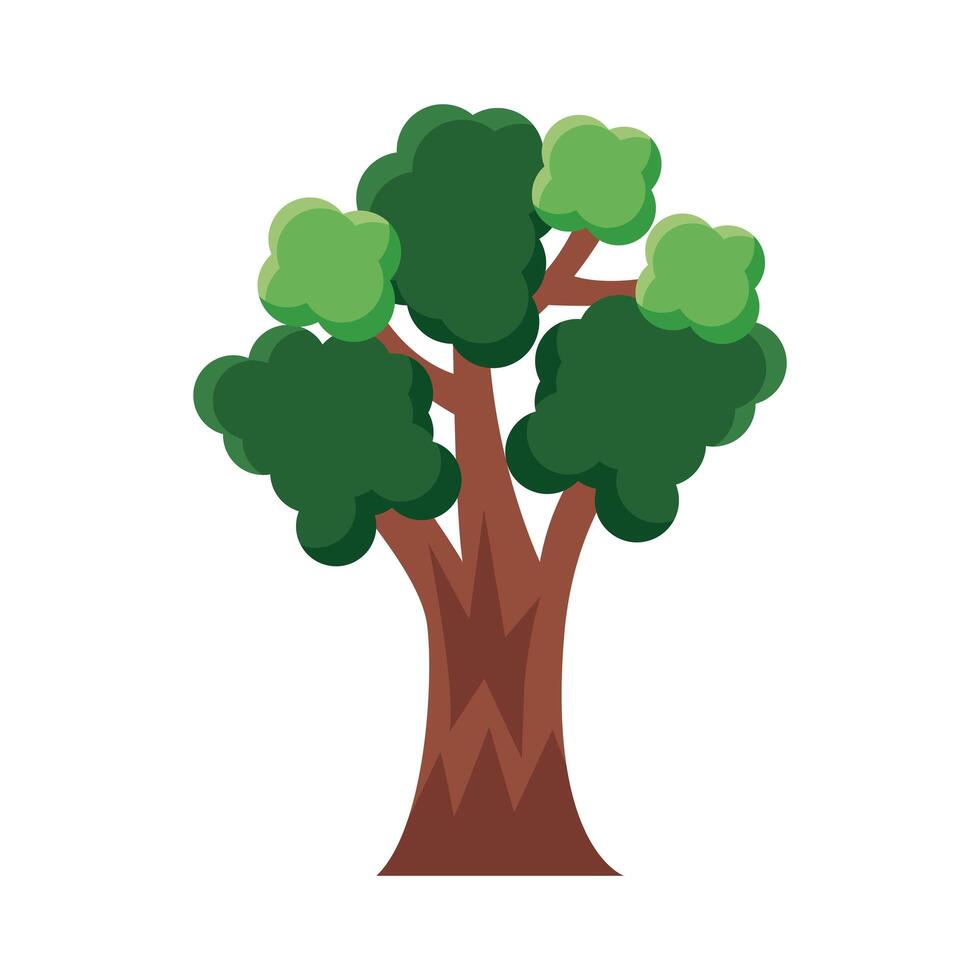 icono de estilo plano de árbol frondoso vector