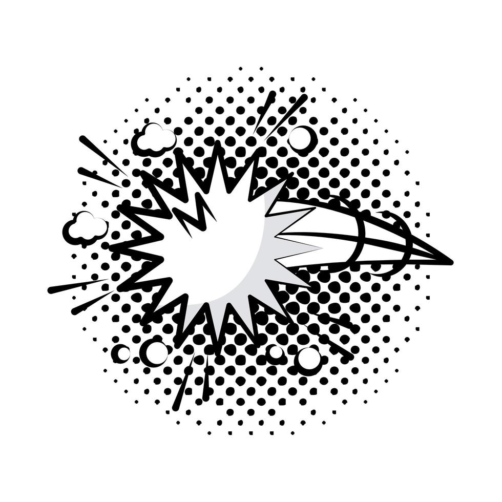 icono de estilo plano de arte pop de nube de expresión monocrom vector