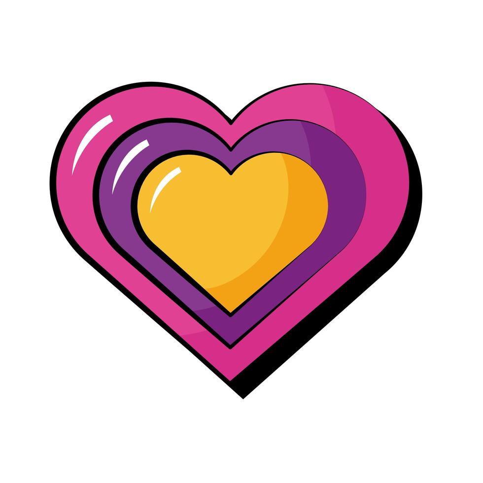 heart love pop art flat style vector