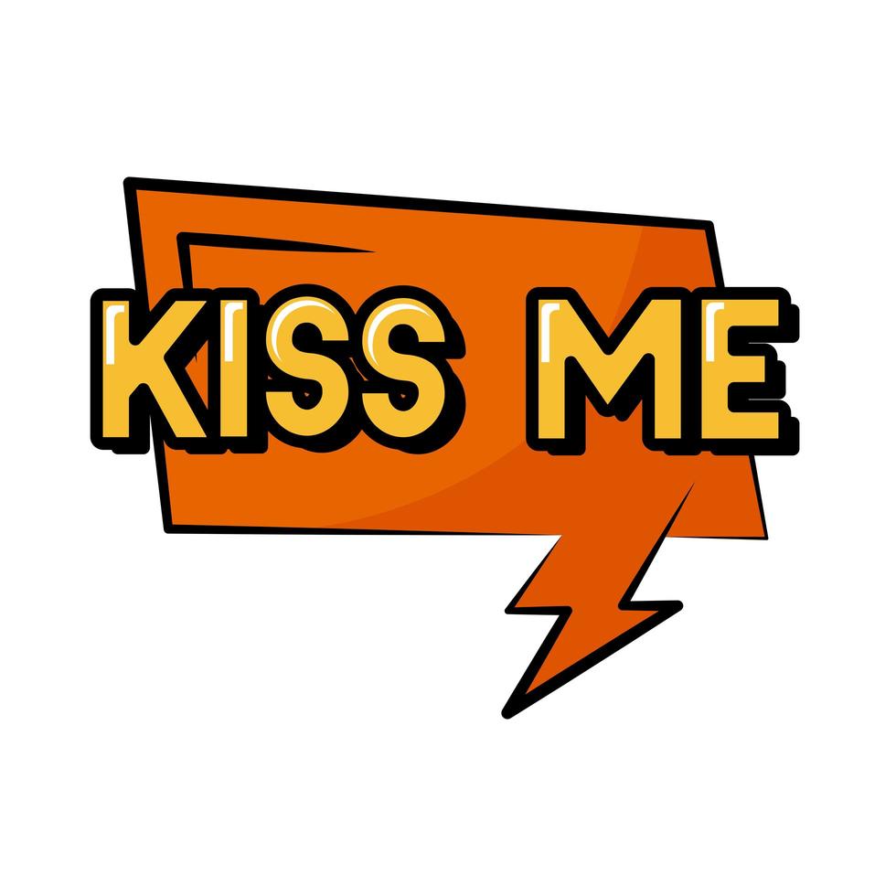 speech bubble with kiss me word pop art flat style vector