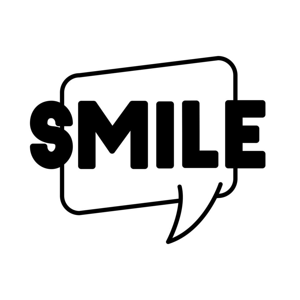 speech bubble with smile word pop art line style vector