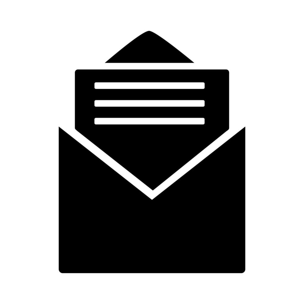 icono de estilo de silueta abierta de correo de sobre vector