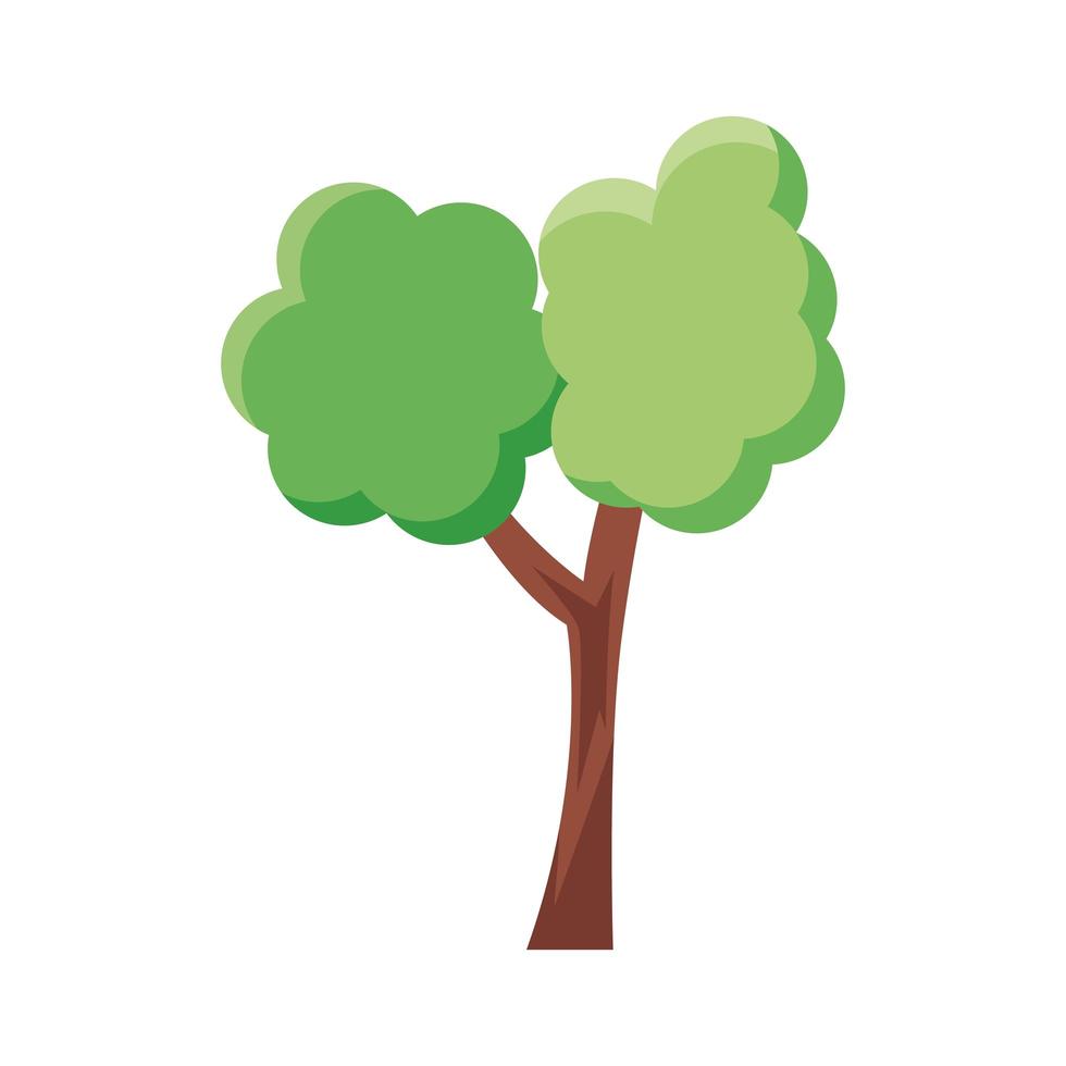 icono de estilo plano de árbol frondoso vector