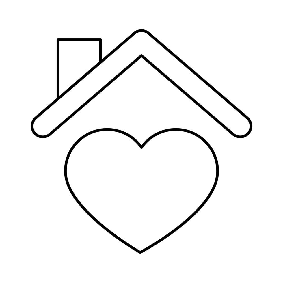 heart love in home line style icon vector