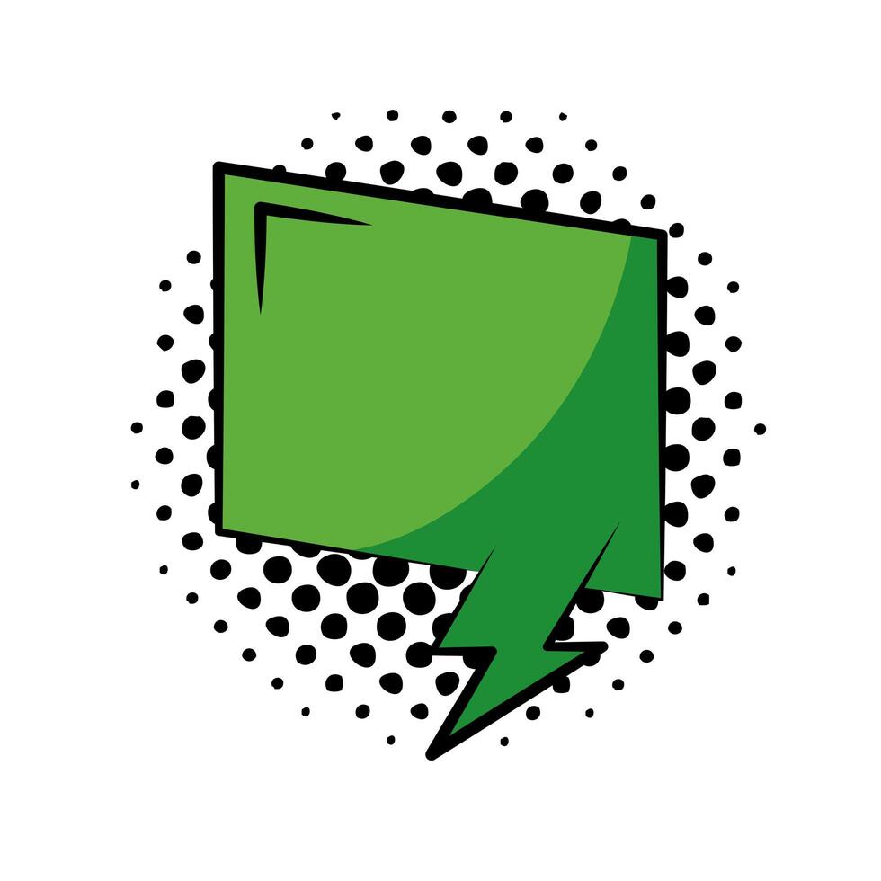 speech bubble green pop art flat style vector