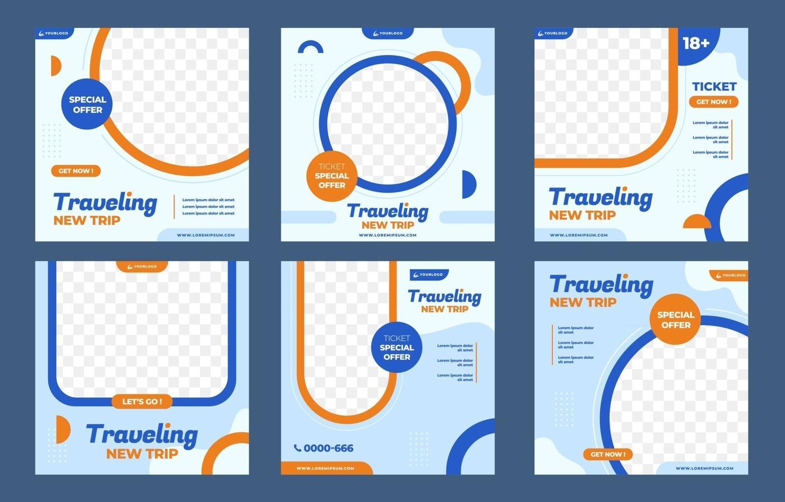 Traveling Social Media Post Template vector