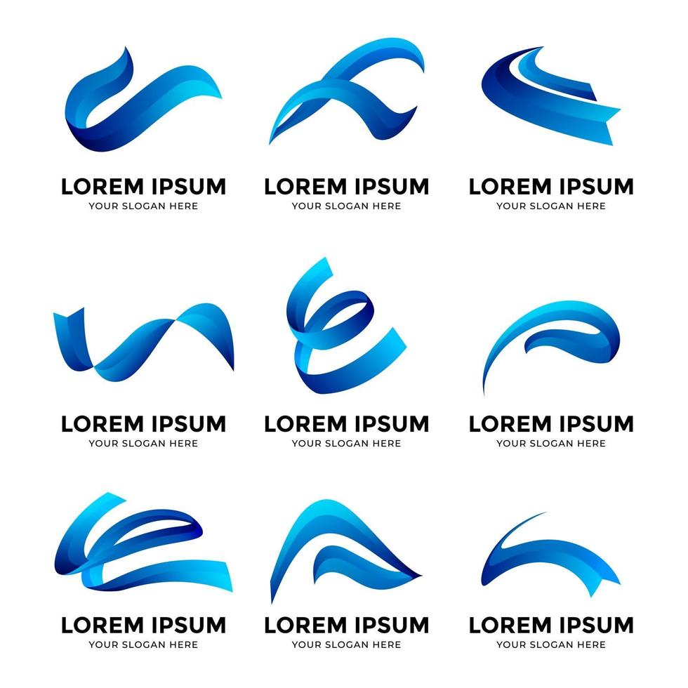 colección de logos de cinta azul vector