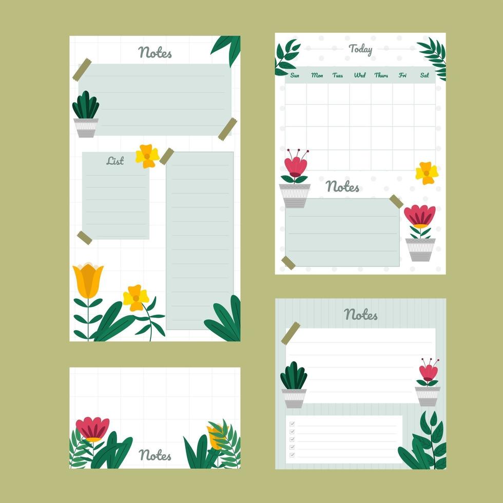 Flowers Notebook Template Collection vector