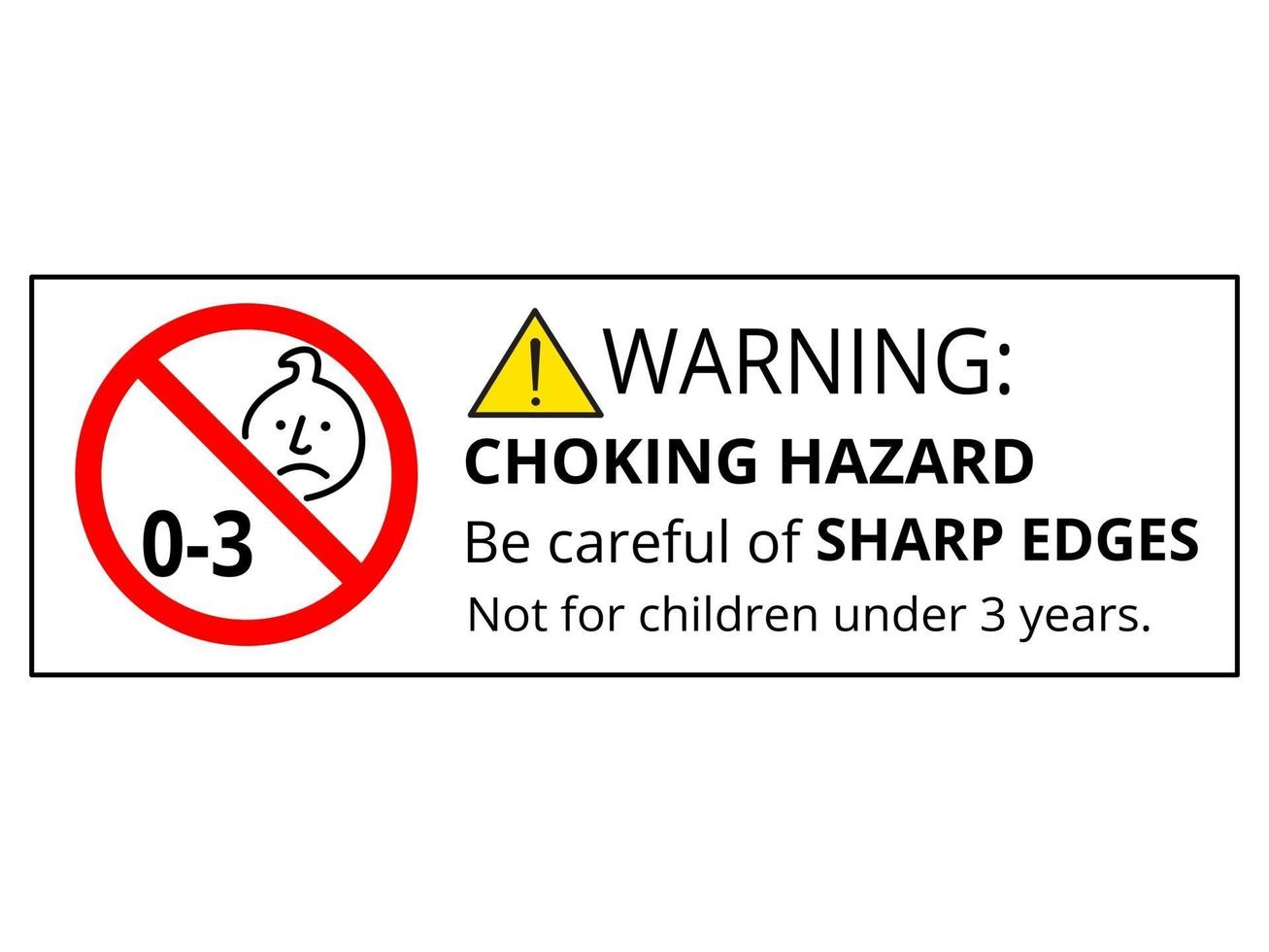 Not suitable for children under 3 years choking hazard forbidden sign sticker isolated on white background vector illustration Small parts warning prohibited sign