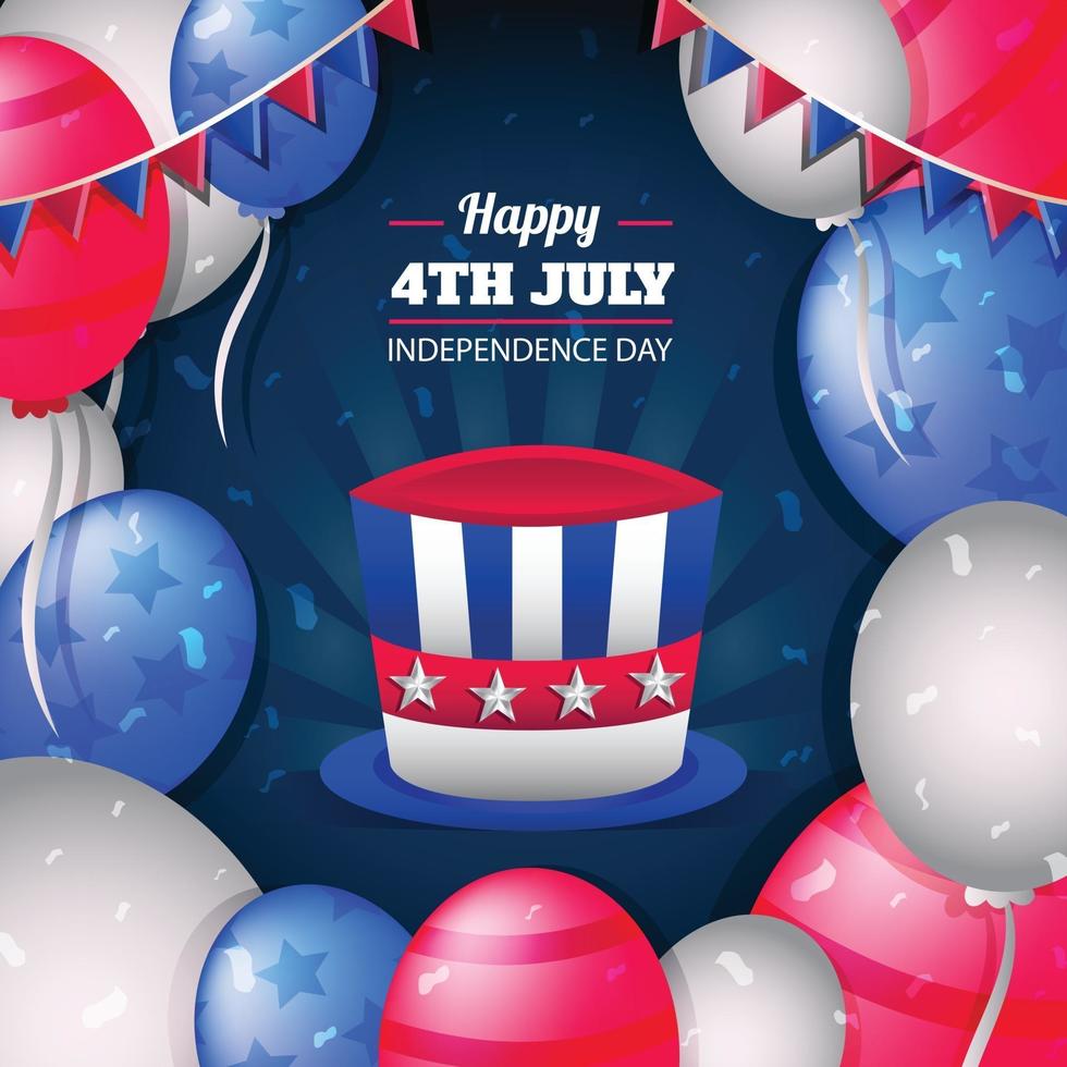 Happy 4th July with Decoration Background Template vector