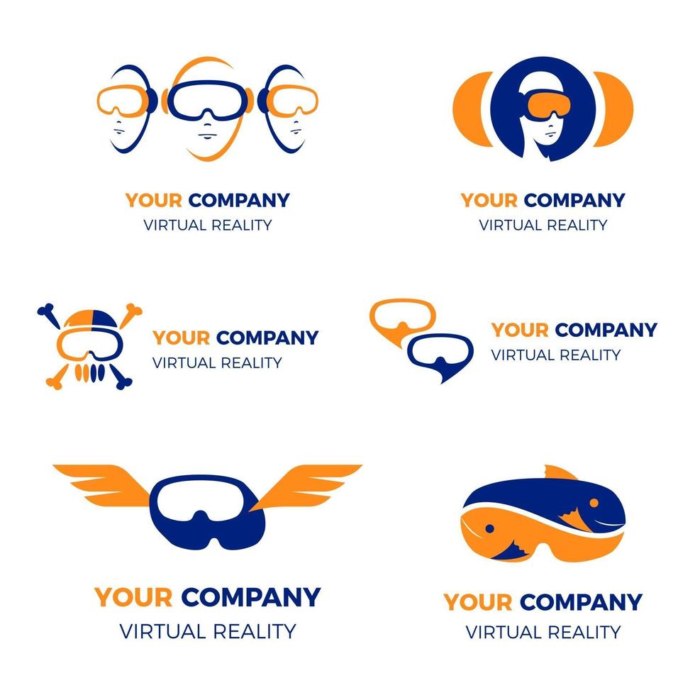 Simple Modern Virtual Reality Logo Collection vector