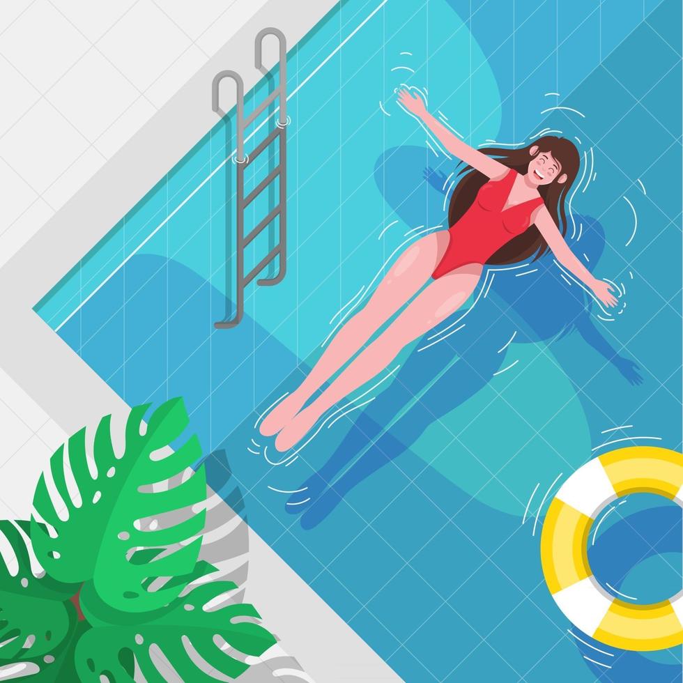 Girls Enjoy Summer at the Pool vector