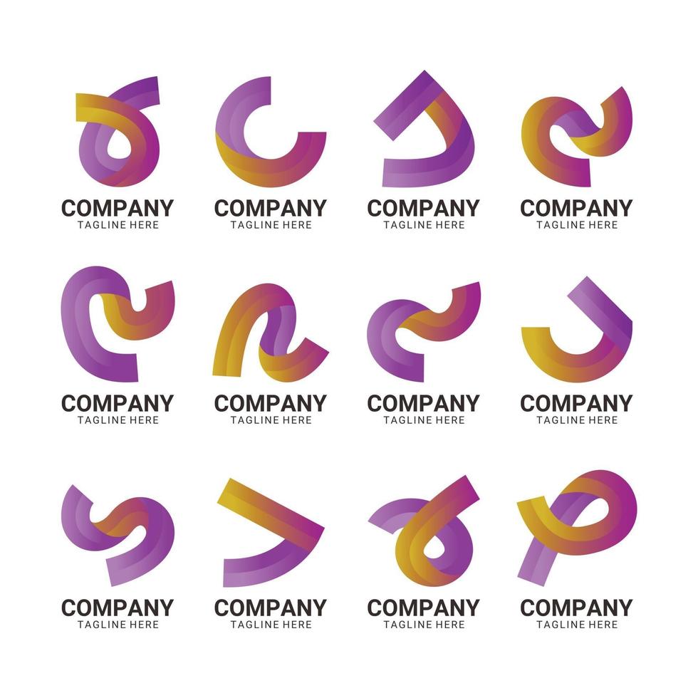 Ribbon Abstract Gradient Logo Set vector