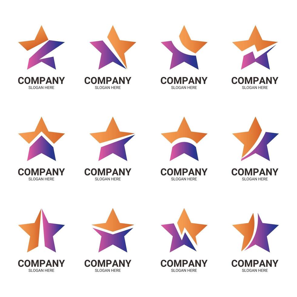 Star Logo Gradient Element Set vector