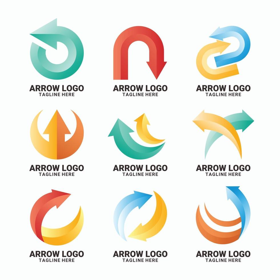 Arrow Shape Gradient Logo Set vector