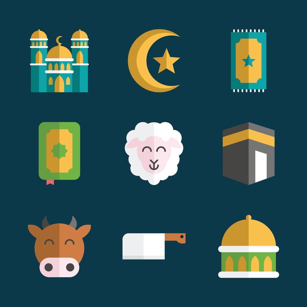 Eid Adha Cute Icon Set vector