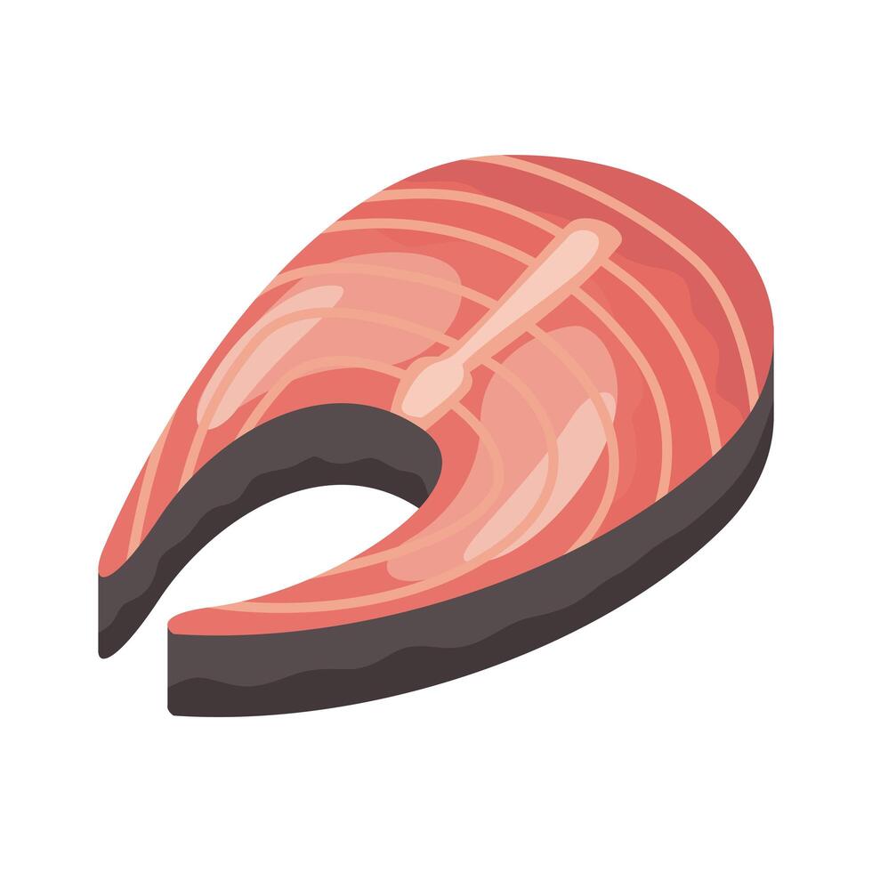 icono de estilo detallado de carne de salmón vector