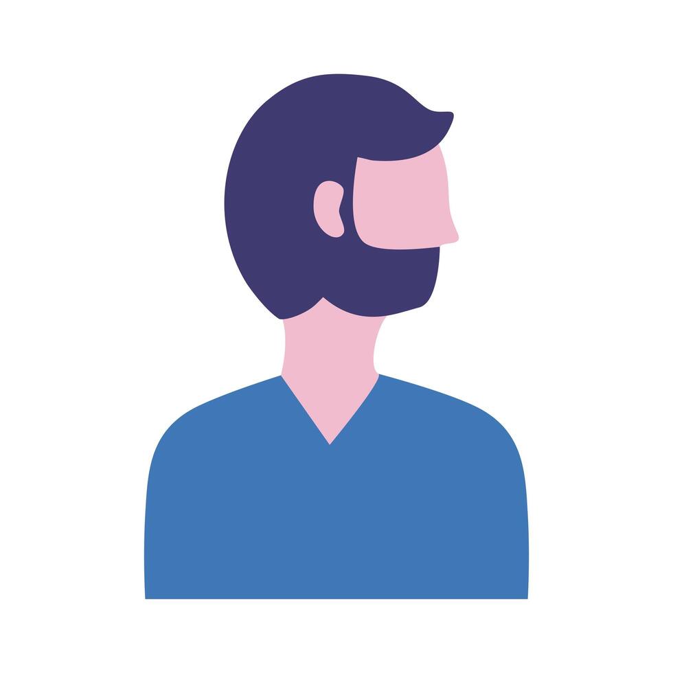 young man with beard profile avatar character flat style icon vector