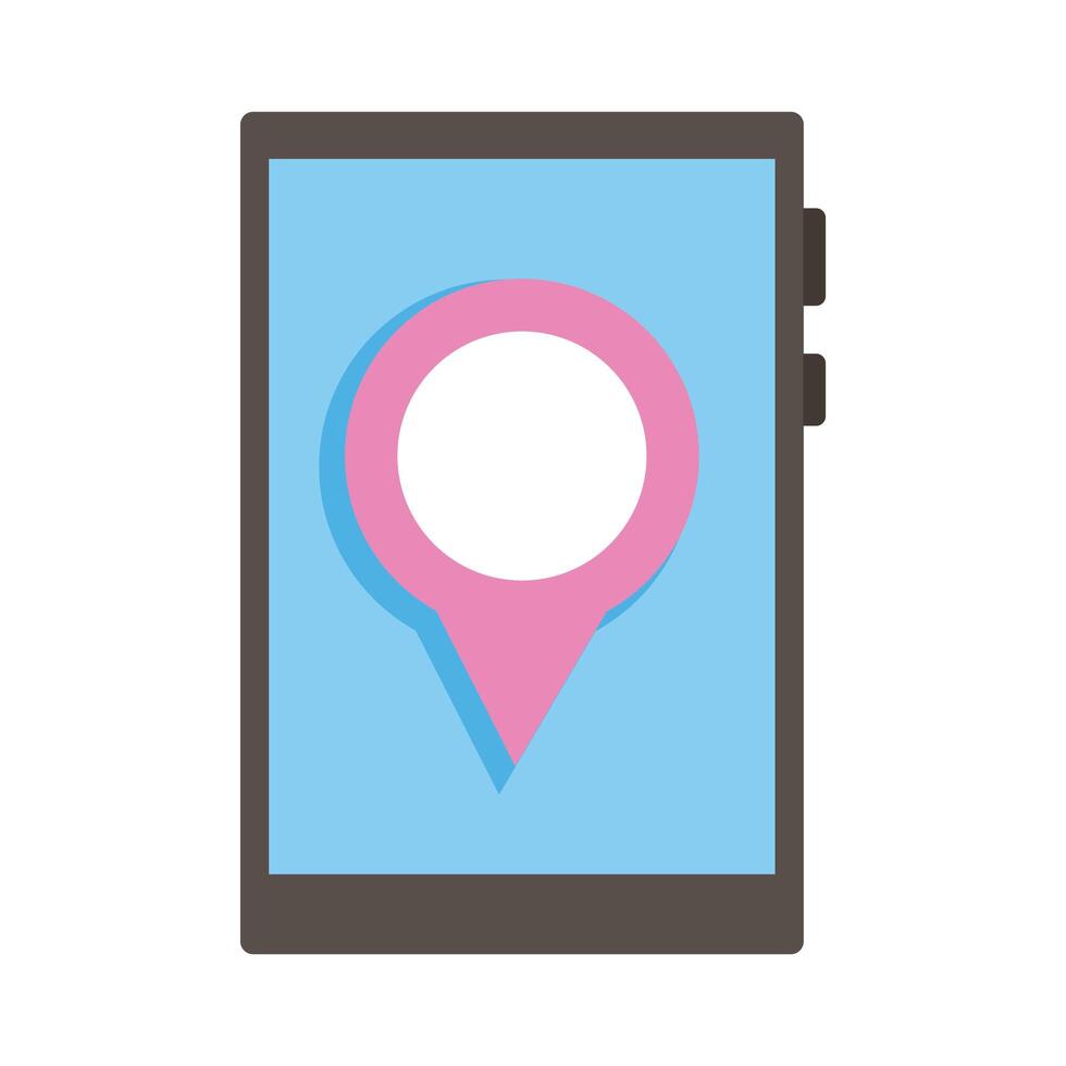 smartphone device with pin location flat style icon vector