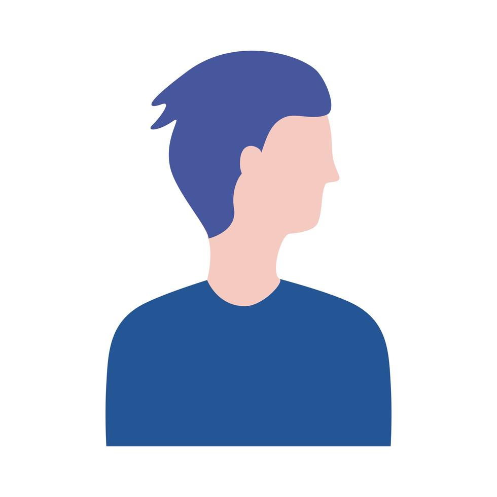 young man profile avatar character flat style icon vector