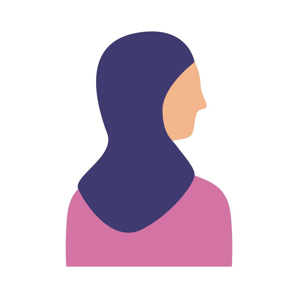 muslim woman profile avatar character flat style icon vector