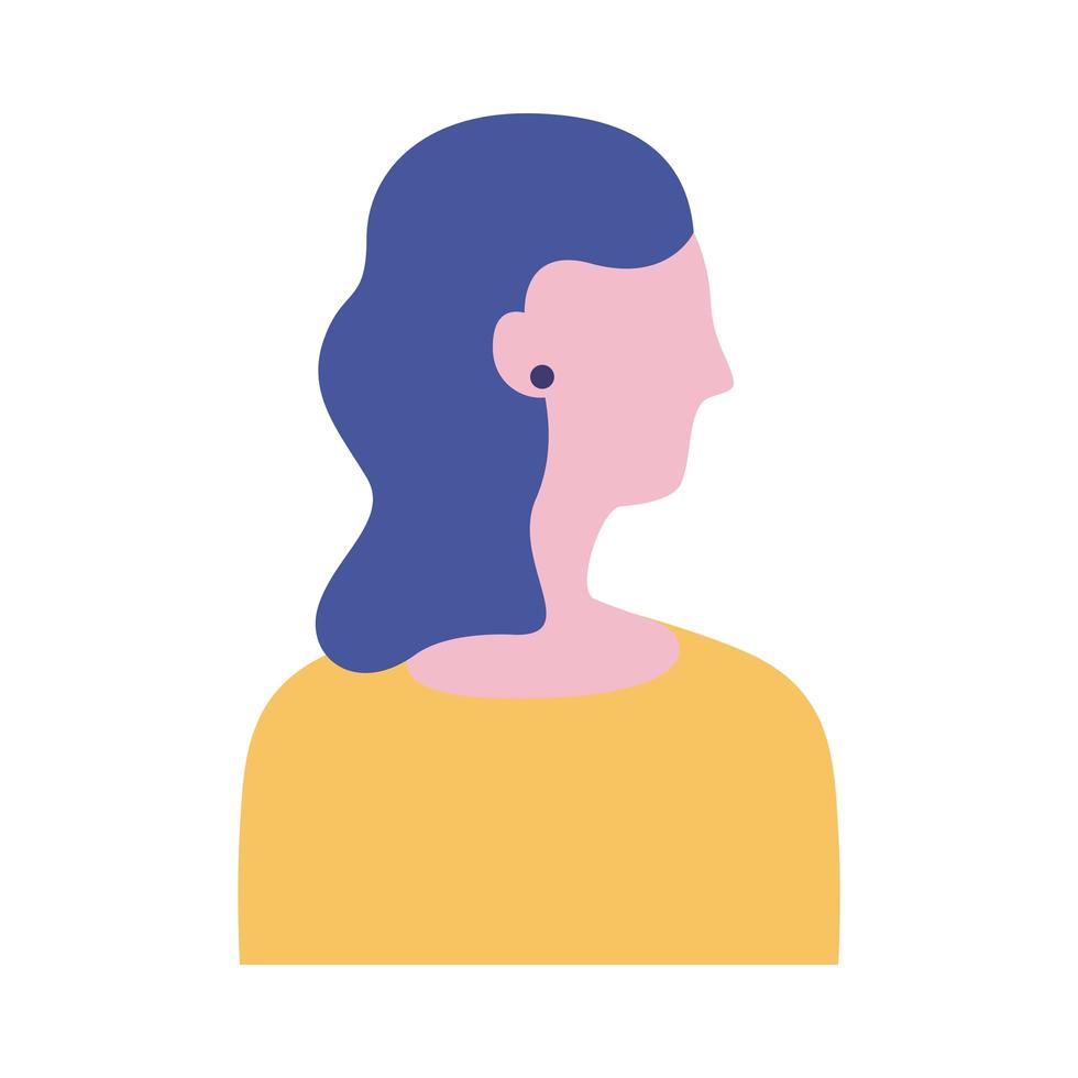 young woman profile avatar character flat style icon vector