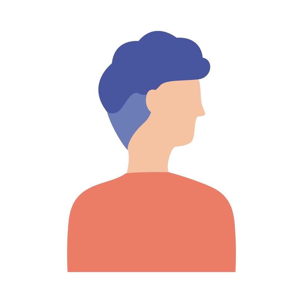 young man profile avatar character flat style icon vector