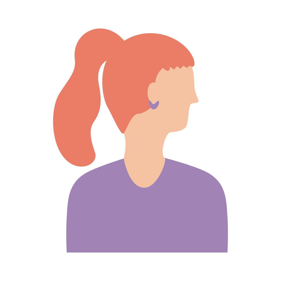 young woman profile avatar character flat style icon vector