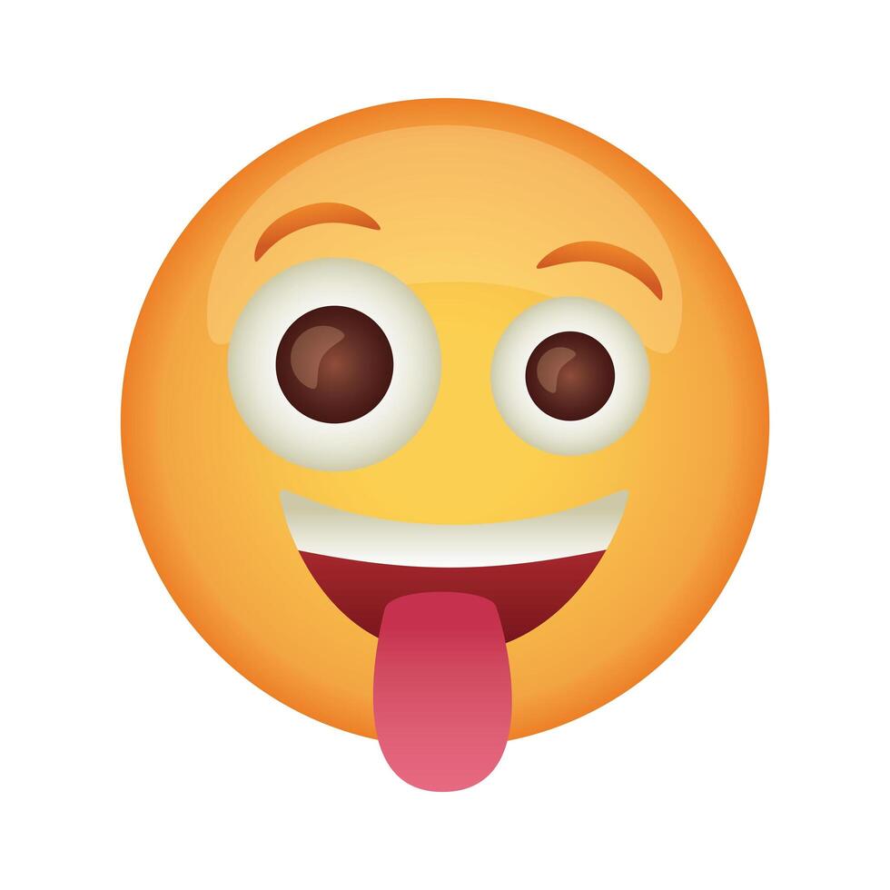 crazy emoji face with tongue out flat style icon vector