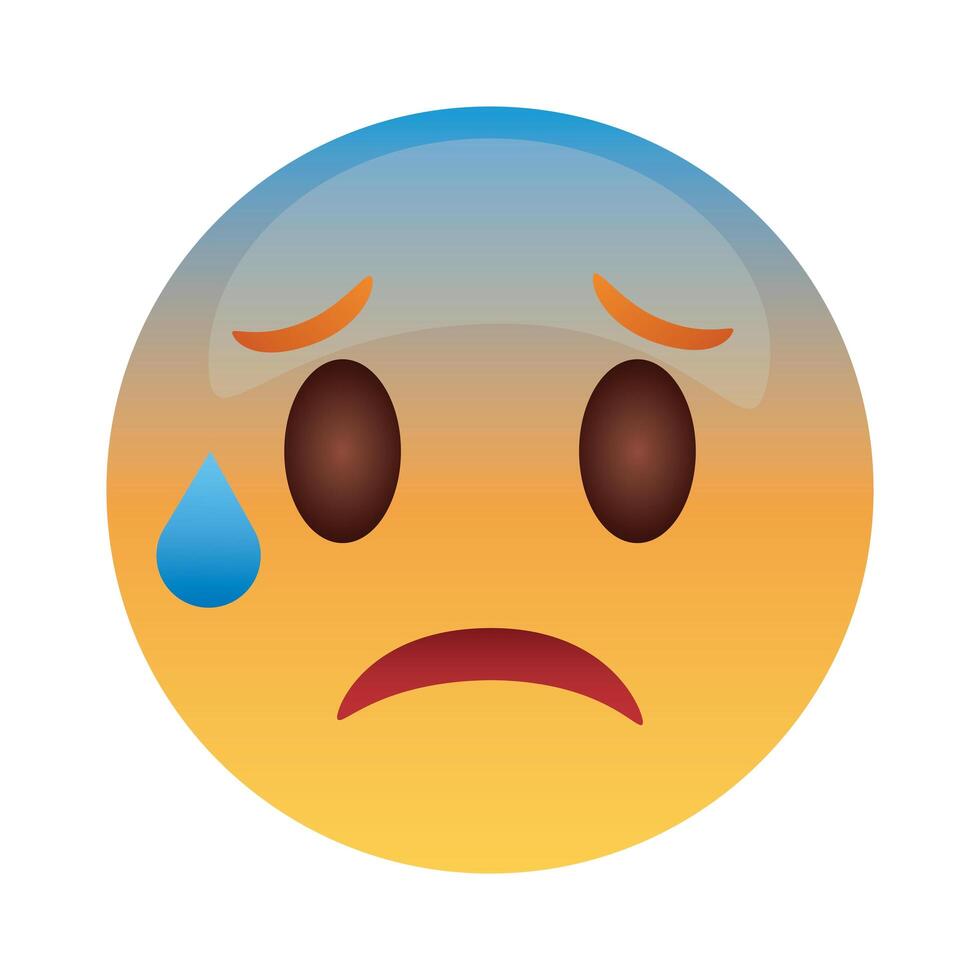 crying emoji face classic flat style icon vector